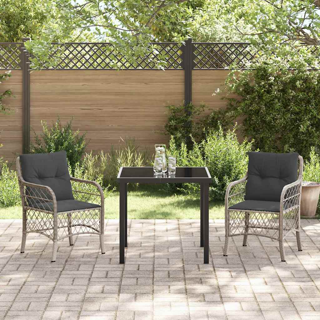 Set da Pranzo per Giardino 3 pcs Grigio chiaro Poly Rattan - homemem39