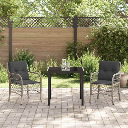 Set da Pranzo per Giardino 3 pcs Grigio chiaro Poly Rattan - homemem39