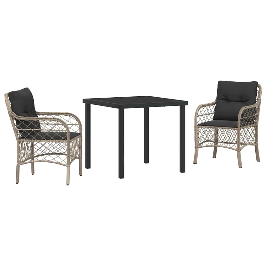 Set da Pranzo per Giardino 3 pcs Grigio chiaro polyrattan | homemem39
