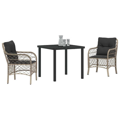 Set da Pranzo per Giardino 3 pcs Grigio chiaro Poly Rattan - homemem39