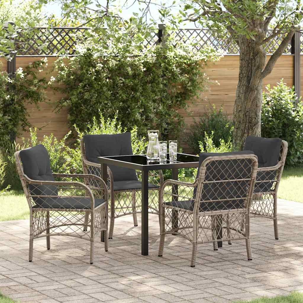 Set da Pranzo per Giardino 5 pcs Grigio chiaro Poly Rattan - homemem39