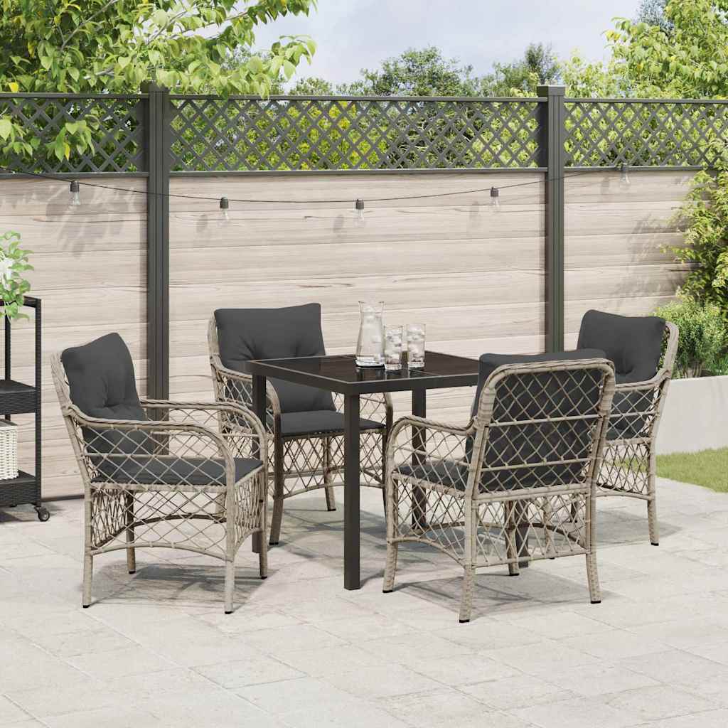 Set da Pranzo per Giardino 5 pcs Grigio chiaro Poly Rattan - homemem39