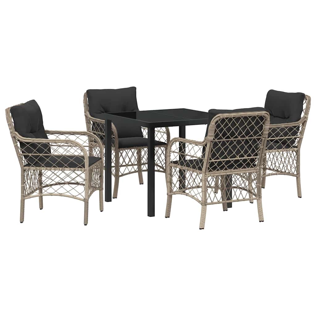 Set da Pranzo per Giardino 5 pcs Grigio chiaro Poly Rattan - homemem39