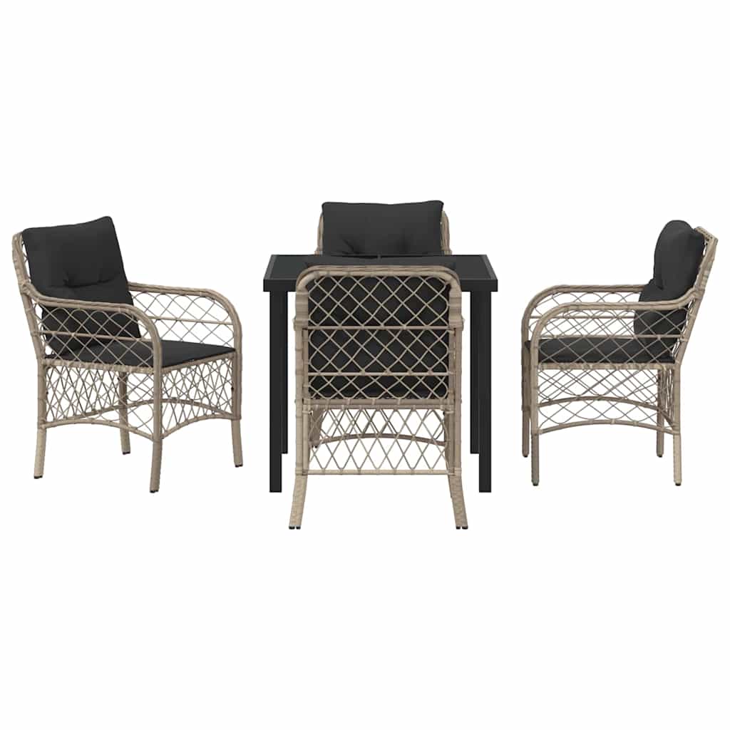 Set da Pranzo per Giardino 5 pcs Grigio chiaro Poly Rattan - homemem39