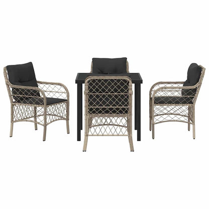Set da Pranzo per Giardino 5 pcs Grigio chiaro Poly Rattan - homemem39