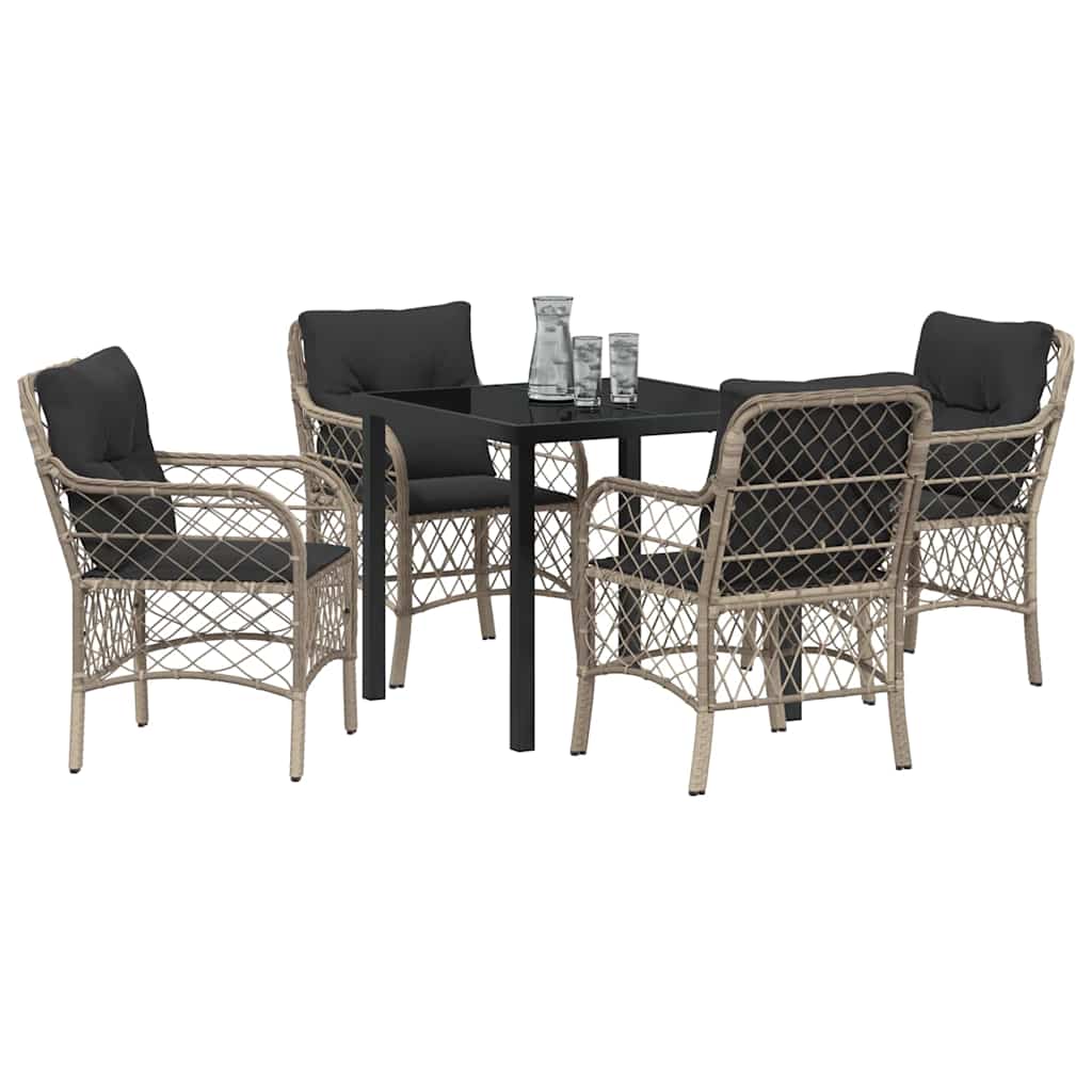 Set da Pranzo per Giardino 5 pcs Grigio chiaro Poly Rattan - homemem39