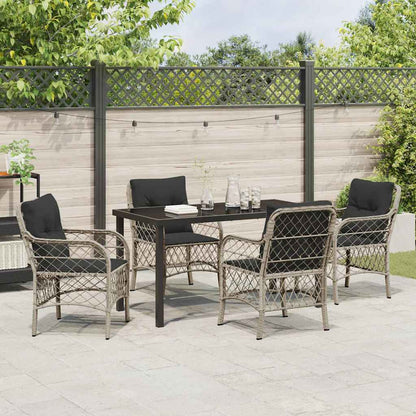 Set da Pranzo per Giardino 5 pcs Grigio chiaro Poly Rattan - homemem39