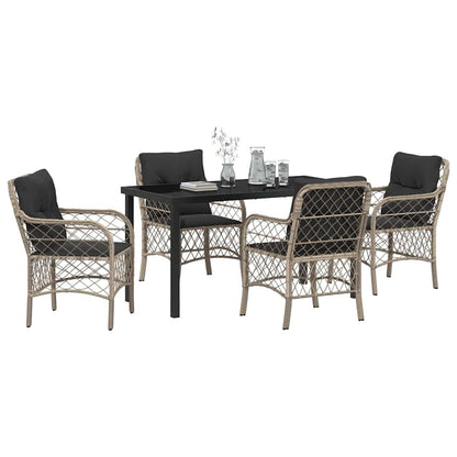 Set da Pranzo per Giardino 5 pcs Grigio chiaro Poly Rattan - homemem39