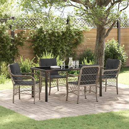 Set da Pranzo per Giardino 5 pcs Grigio chiaro Poly Rattan - homemem39