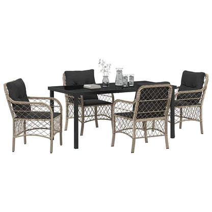 Set da Pranzo per Giardino 5 pcs Grigio chiaro Poly Rattan - homemem39