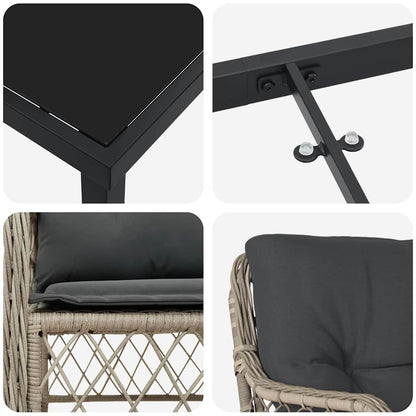 Set da Pranzo per Giardino 7 pcs Grigio chiaro Poly Rattan - homemem39