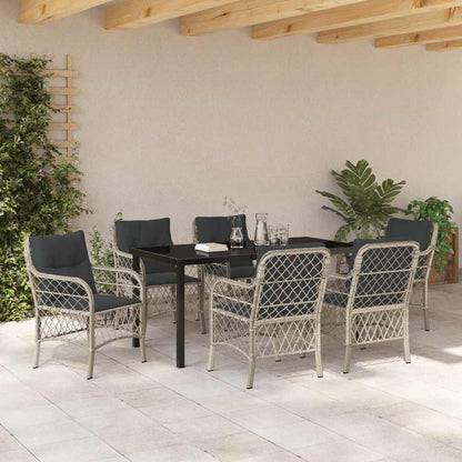 Set da Pranzo per Giardino 7 pcs Grigio chiaro Poly Rattan - homemem39