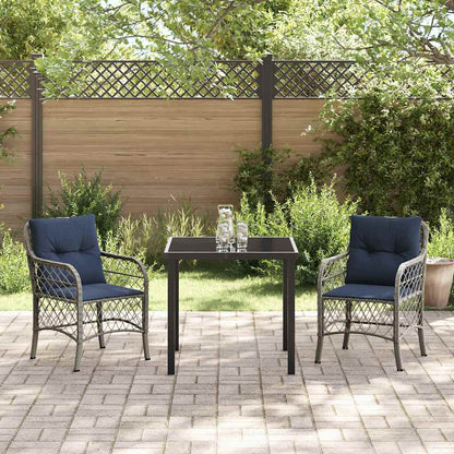 Set da Pranzo per Giardino 3 pcs Grigio e Nero Rattan | homemem39