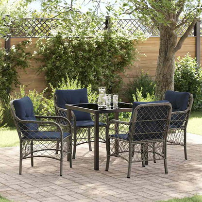Set da Pranzo per Giardino 5 pcs Grigio e Nero Rattan | homemem39