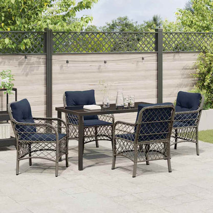 Set da Pranzo per Giardino 5 pcs Grigio e Nero Rattan | homemem39