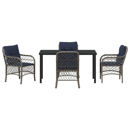 Set da Pranzo per Giardino 5 pcs Grigio e Nero Rattan | homemem39