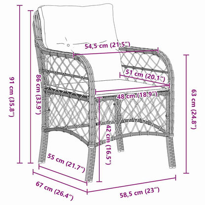 Set da Pranzo per Giardino 5 pcs Grigio e Nero Rattan | homemem39