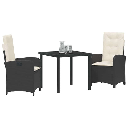 Set da Pranzo per Giardino 3 pcs Nero polyrattan - homemem39