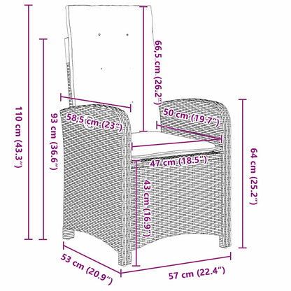 Set da Pranzo per Giardino 3 pcs Nero polyrattan - homemem39