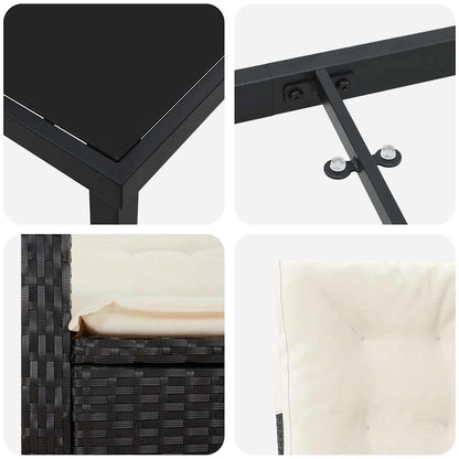 Set da Pranzo per Giardino 5 pcs Nero polyrattan - homemem39