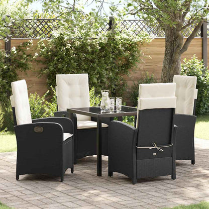 Set da Pranzo per Giardino 5 pcs Nero polyrattan - homemem39