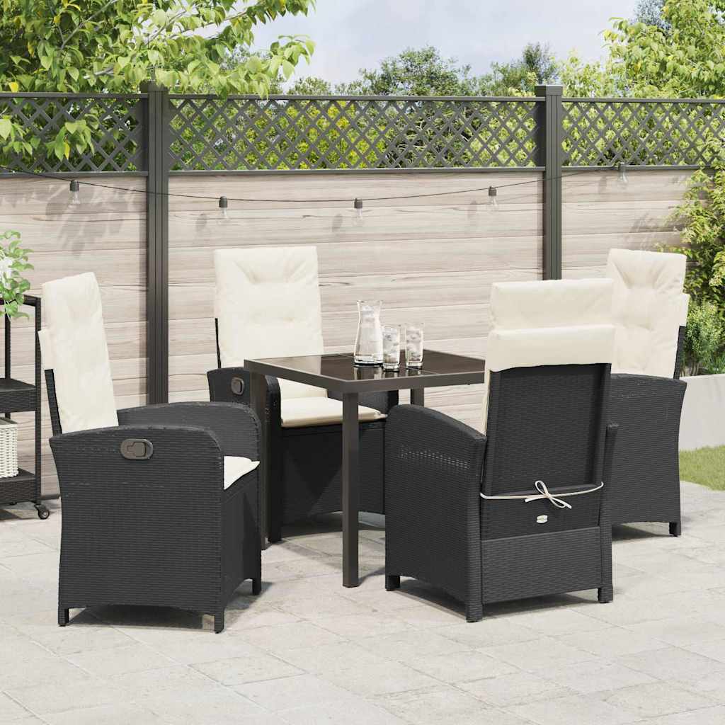 Set da Pranzo per Giardino 5 pcs Nero polyrattan - homemem39