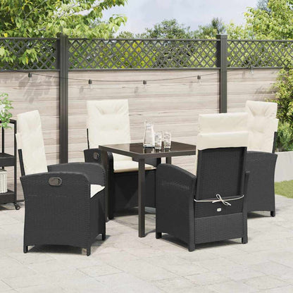 Set da Pranzo per Giardino 5 pcs Nero polyrattan - homemem39
