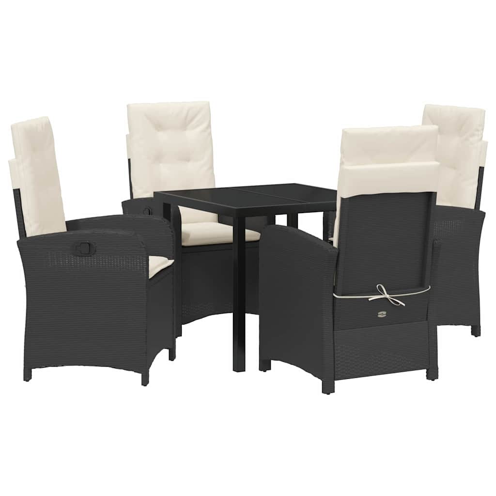 Set da Pranzo per Giardino 5 pcs Nero polyrattan - homemem39