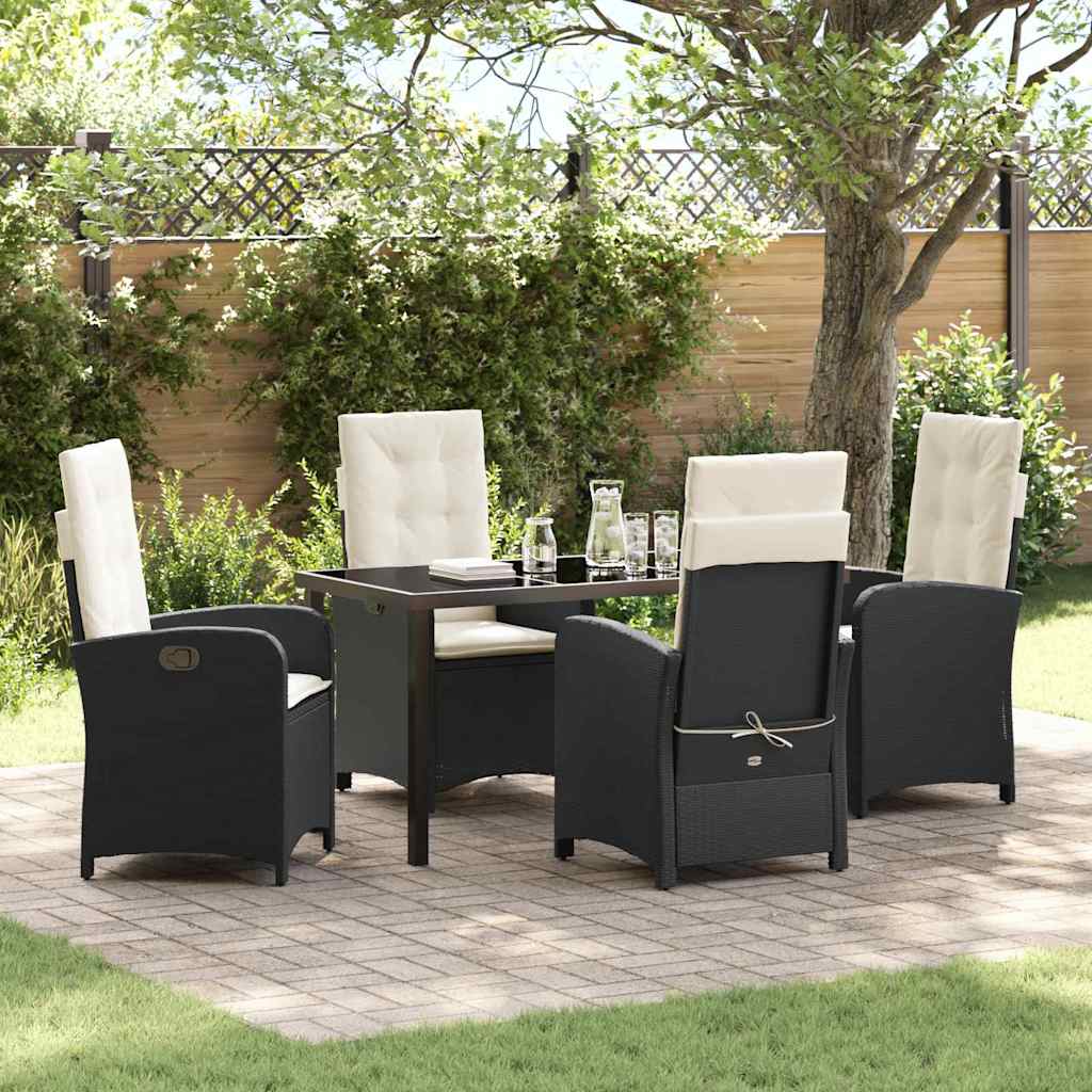 Set da Pranzo per Giardino 5 pcs Nero polyrattan - homemem39