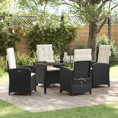 Set da Pranzo per Giardino 5 pcs Nero polyrattan - homemem39