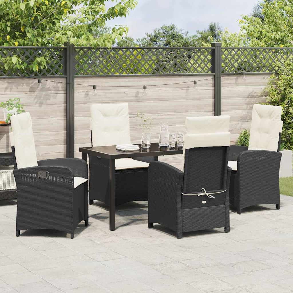 Set da Pranzo per Giardino 5 pcs Nero polyrattan - homemem39