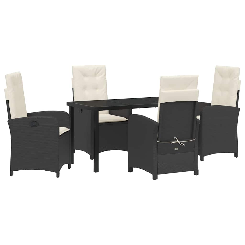 Set da Pranzo per Giardino 5 pcs Nero polyrattan - homemem39