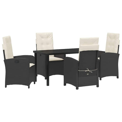 Set da Pranzo per Giardino 5 pcs Nero polyrattan - homemem39