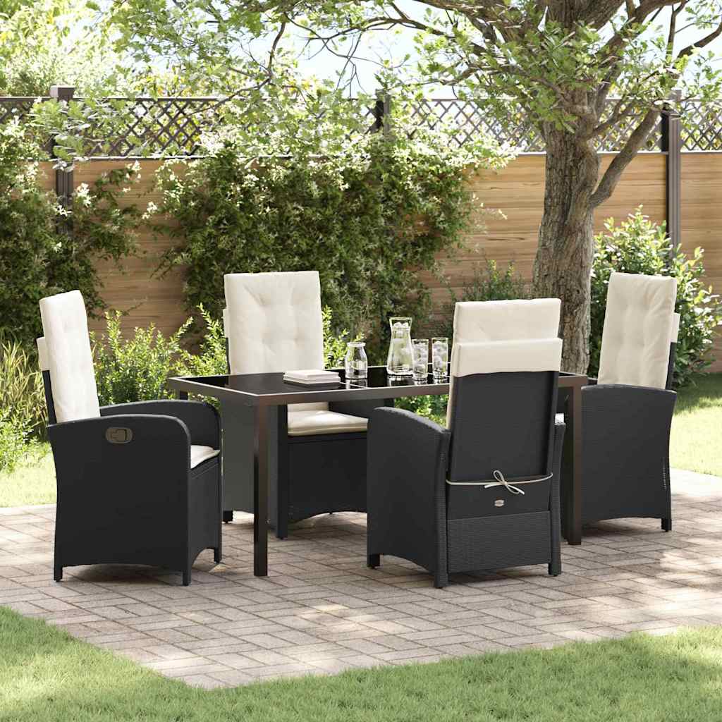Set da Pranzo per Giardino 5 pcs Nero polyrattan - homemem39