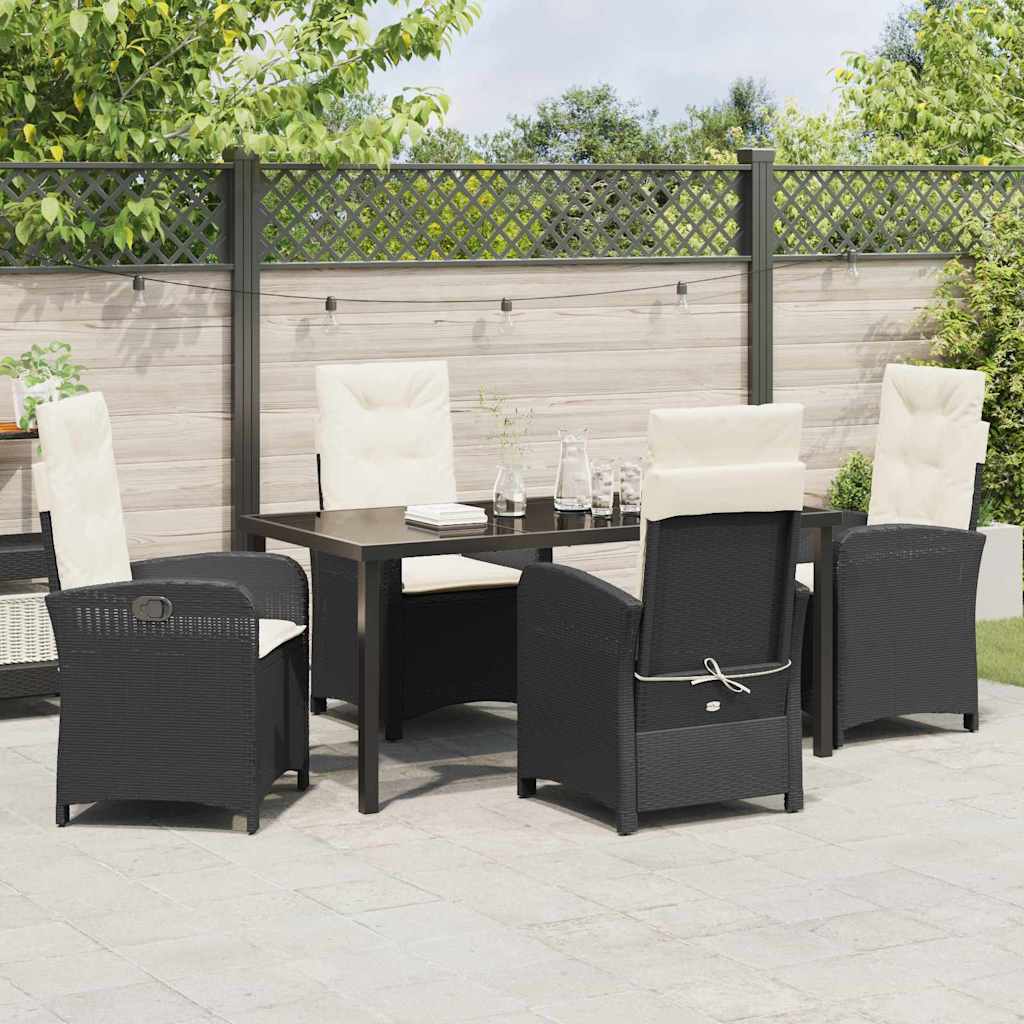 Set da Pranzo per Giardino 5 pcs Nero polyrattan - homemem39
