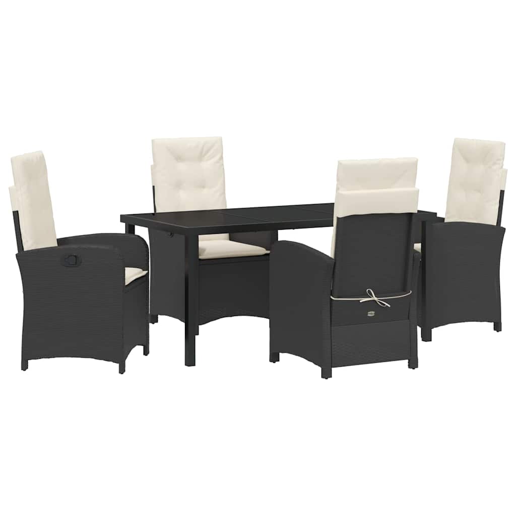 Set da Pranzo per Giardino 5 pcs Nero polyrattan - homemem39
