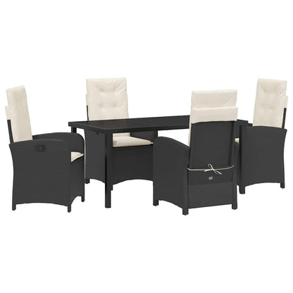 Set da Pranzo per Giardino 5 pcs Nero polyrattan - homemem39