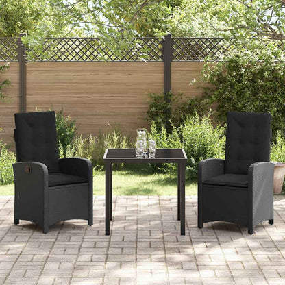 Set da Pranzo per Giardino 3 pcs Nero polyrattan - homemem39