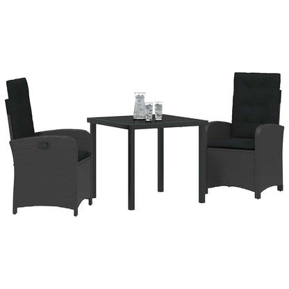 Set da Pranzo per Giardino 3 pcs Nero polyrattan - homemem39