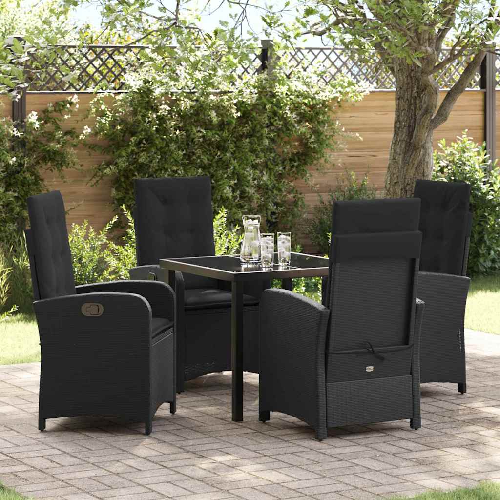Set da Pranzo per Giardino 5 pcs Nero polyrattan - homemem39