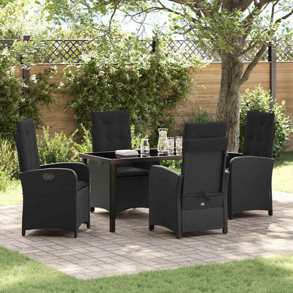 Set da Pranzo per Giardino 5 pcs Nero polyrattan - homemem39
