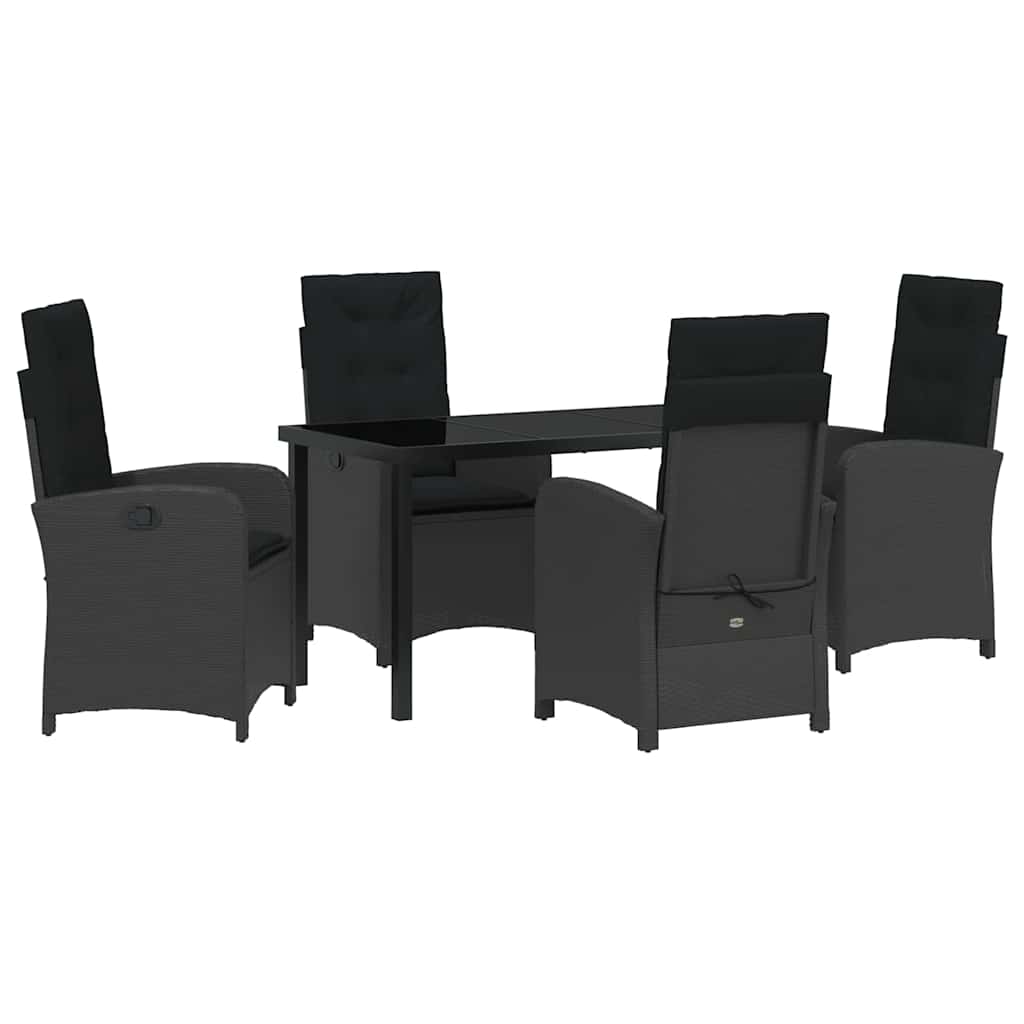 Set da Pranzo per Giardino 5 pcs Nero polyrattan - homemem39