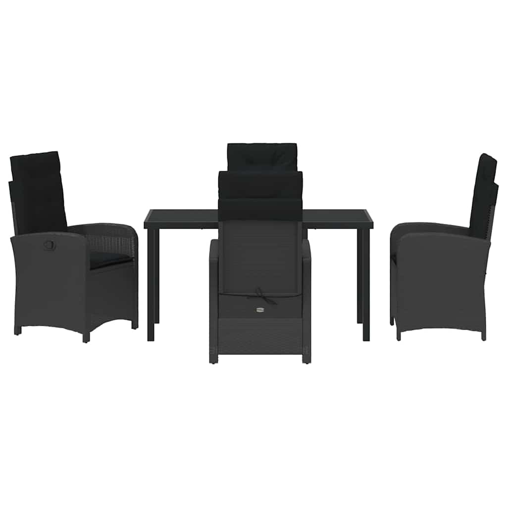 Set da Pranzo per Giardino 5 pcs Nero polyrattan - homemem39