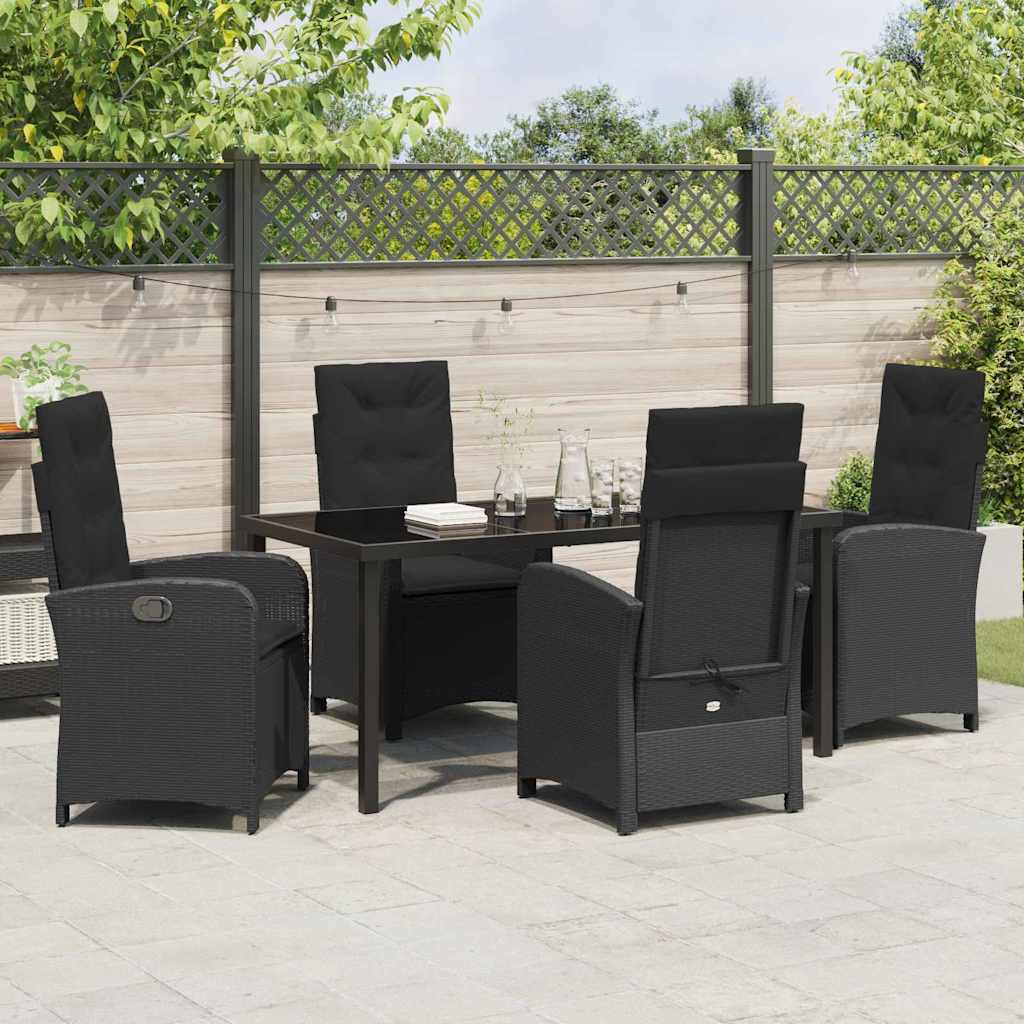 Set da Pranzo per Giardino 5 pcs Nero polyrattan - homemem39
