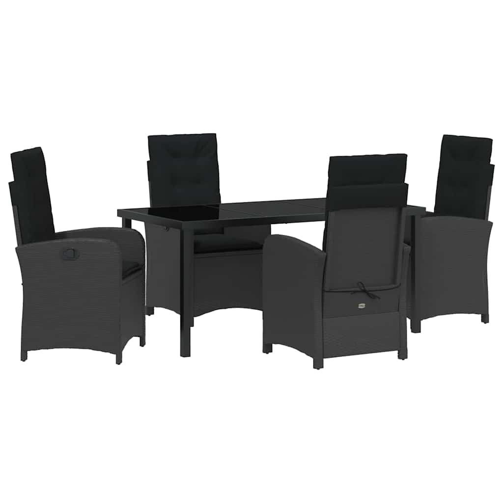 Set da Pranzo per Giardino 5 pcs Nero polyrattan - homemem39