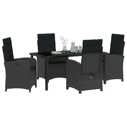 Set da Pranzo per Giardino 5 pcs Nero polyrattan - homemem39