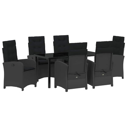 Set da Pranzo per Giardino 7 pcs Nero polyrattan - homemem39