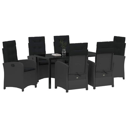Set da Pranzo per Giardino 7 pcs Nero polyrattan - homemem39