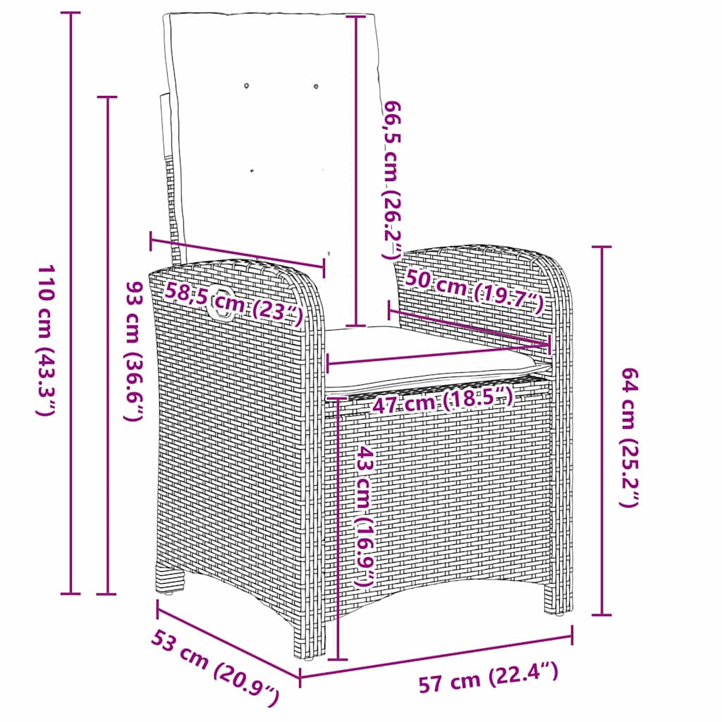 Set da Pranzo per Giardino 7 pcs Nero polyrattan - homemem39