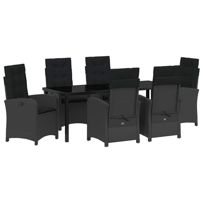 Set da Pranzo per Giardino con cuscino 7 pcs Nero polyrattan | homemem39